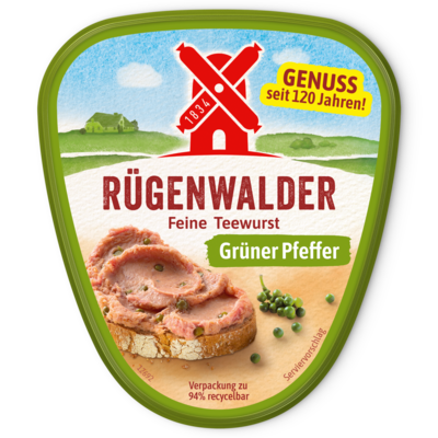 4000405003732 Rügenwalder Teewurst mit grünem Pfeffer im Becher 125g Packshot