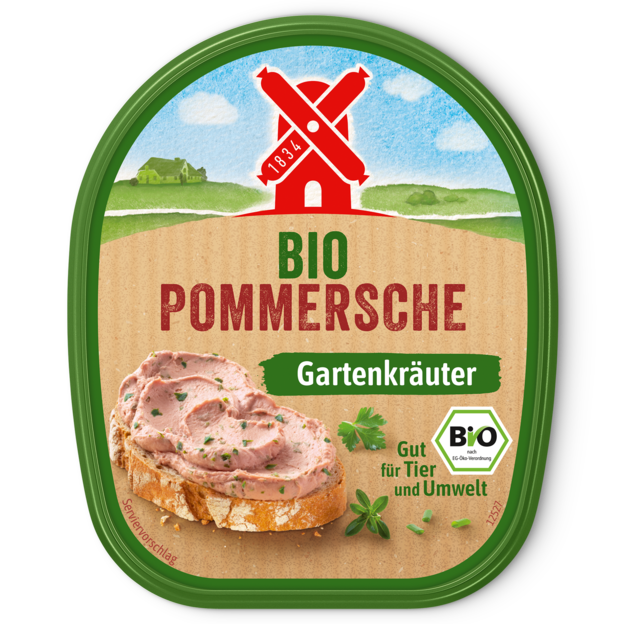 Rügenwalder Mühle GTIN 4000405002216 Bio Pommersche Gartenkräuter Becher 125g Packshot Front