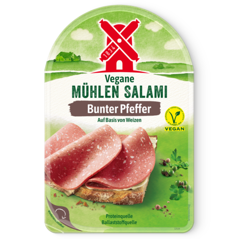 4000405005415 Vegane Mühlen Salami Bunter Pfeffer 80g Packshot