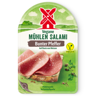 4000405005415 Vegane Mühlen Salami Bunter Pfeffer 80g Packshot