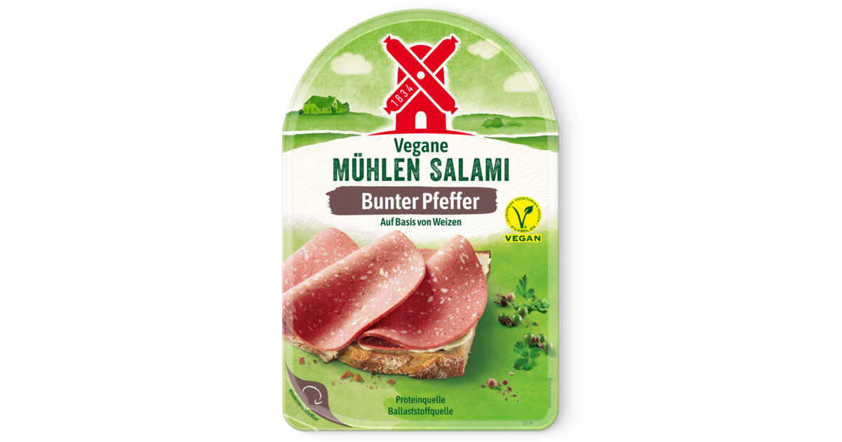 Bunter Vegane Mühlen Pfeffer Mühle | Salami Rügenwalder