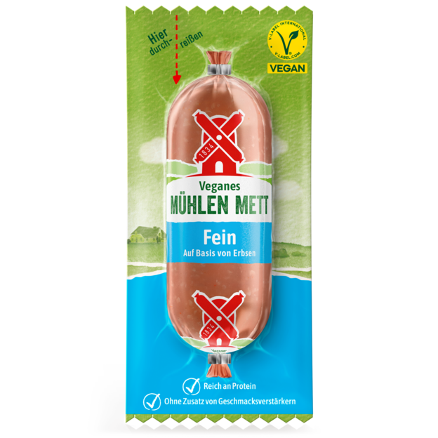 4000405001714 Veganes Mühlen Mett fein SB 100g Packshot