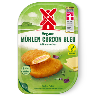 Vegane Mühlen Schnitzel Cordon Bleu 200g 4000405005026 mit Testsiegel "gut" von der Stiftung Warentest