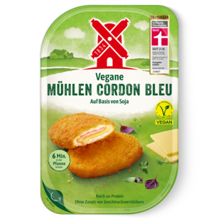 Vegane Mühlen Schnitzel Cordon Bleu 200g 4000405005026 mit Testsiegel "gut" von der Stiftung Warentest