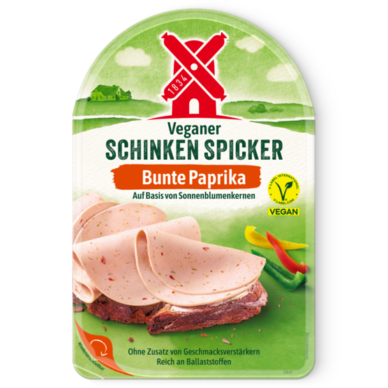 4000405004982 Veganer Schinken Spicker Bunte Paprika 80g Packshot