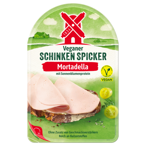 Rügenwalder  Mühle 4000405004968 veganer schinken spicker mortadella 80g - Packshot gültig ab 20240909