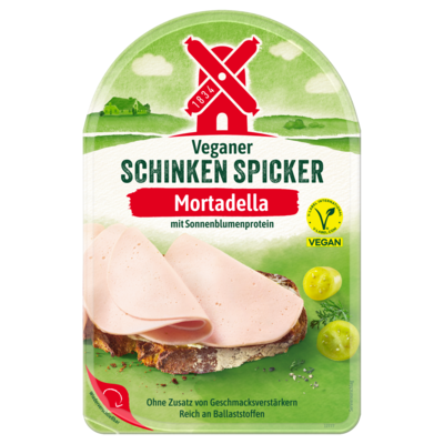 Rügenwalder  Mühle 4000405004968 veganer schinken spicker mortadella 80g - Packshot gültig ab 20240909