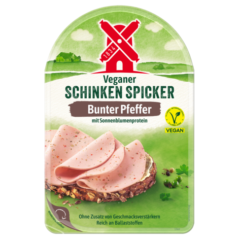 Rügenwalder Mühle 4000405004999 veganer schinken spicker bunter pfeffer, 80g - Packshot gültig ab 20240909 