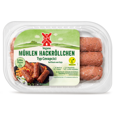 Vegane Mühlen Hackroellchen Typ Chevapcici TF 250g Packshot - Rügenwalder Mühle GTIN 4000405001608