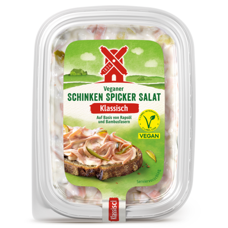 Veganer Schinken Spicker Salat Klassisch Front veganer Feinkostsalat - Rügenwalder Mühle GTIN 4000405002704