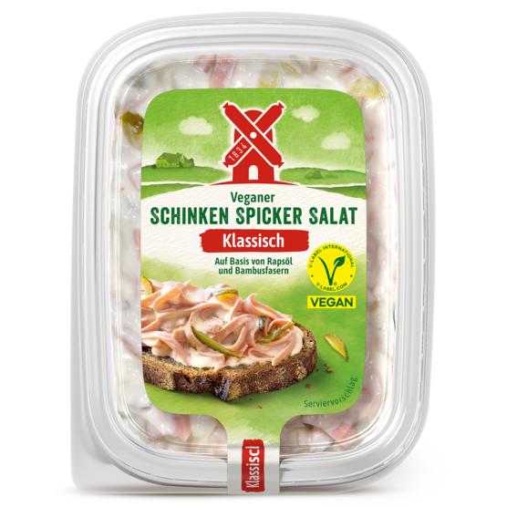 Veganer Schinken Spicker Salat Klassisch Front veganer Feinkostsalat - Rügenwalder Mühle GTIN 4000405002704