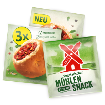 Vegetarischer Mühlen Snack Salami im | Teigmantel Mühle Rügenwalder