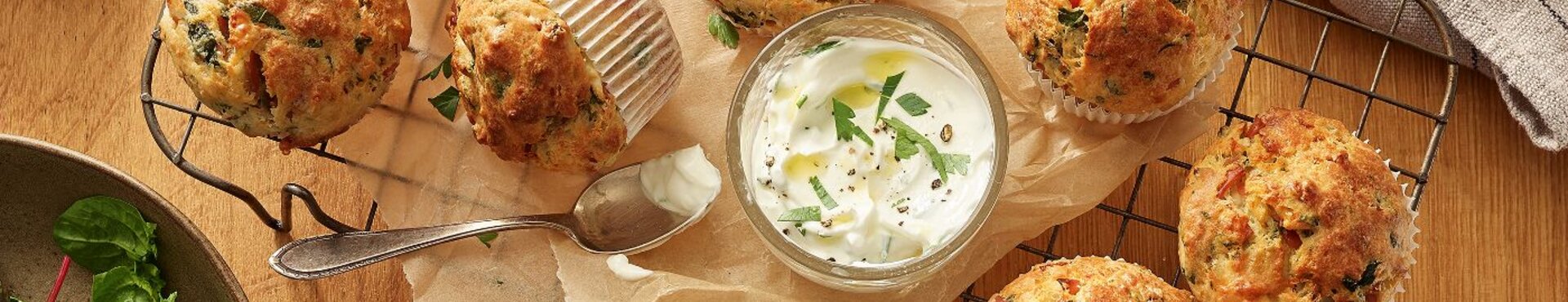 Spinat-Feta Muffins mit veganem Schninkenspicker