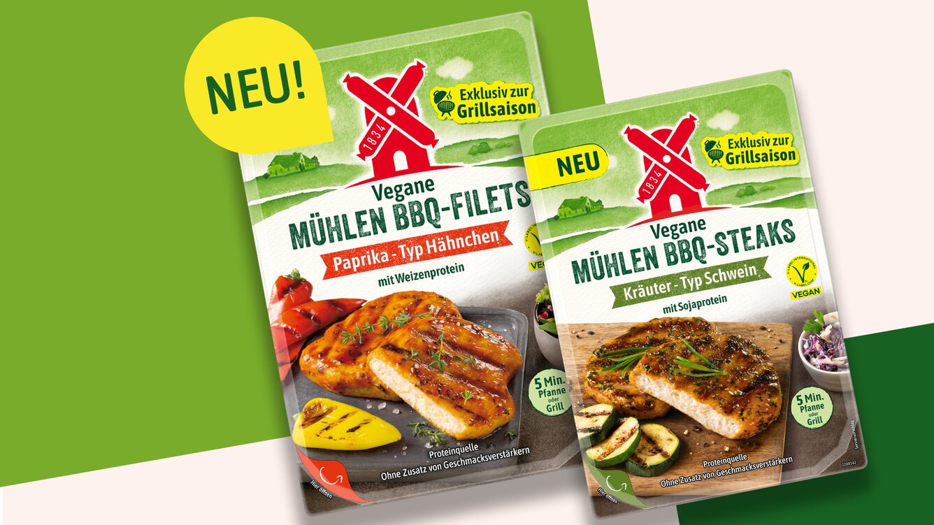 Jetzt neu! Nur zur Grill-Saison: Die neuen Mühlen BBQ-Filets Typ Hähnchen und Mühlen BBQ-Steaks Typ Schwein